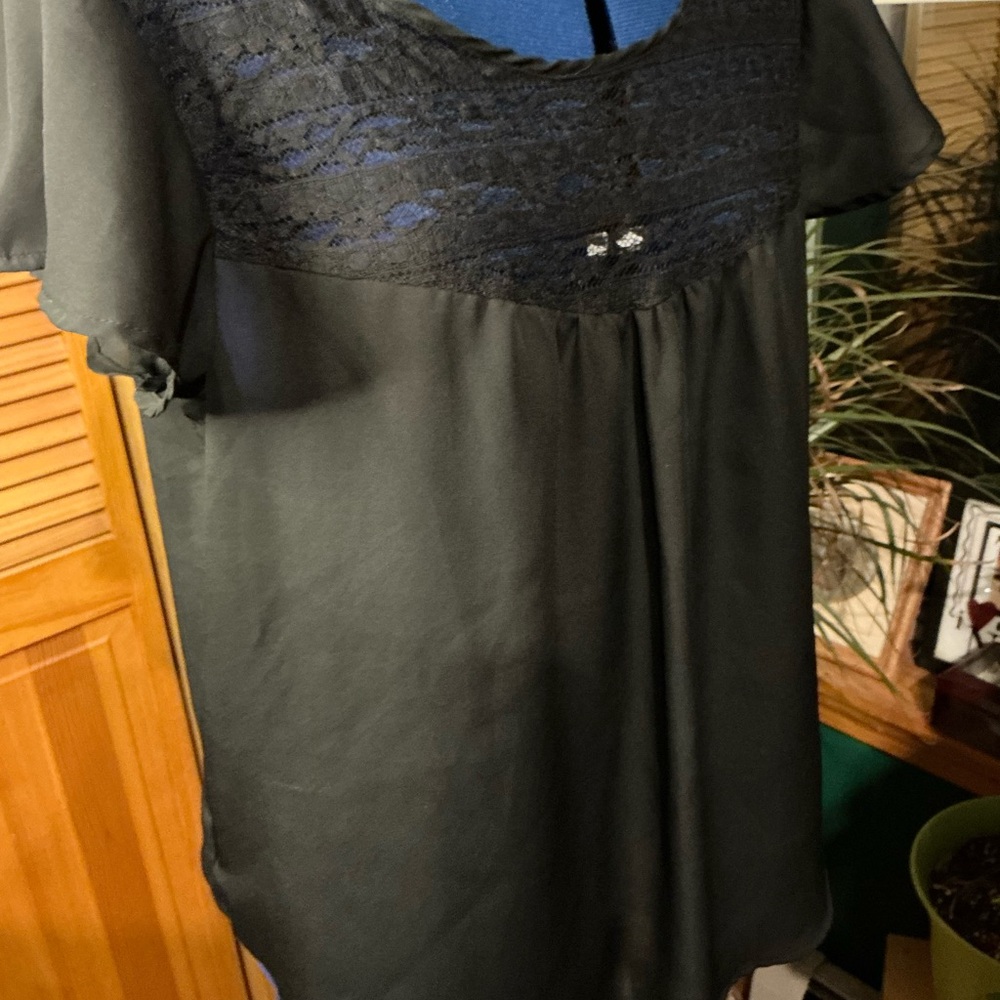 New Look Black Lace Detail Blouse